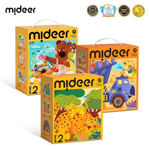 Mideer 미디어 레벨업 퍼즐 LEVEL 1, 1개, 동물, 1피스