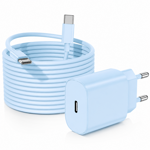 루미아코어 PD25W C타입 초고속 충전기 + 60W ctoc 3M 케이블, 1세트, 파란색