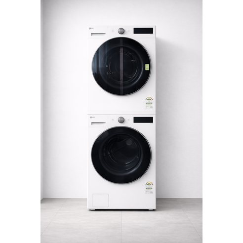 LG전자 트롬 오브제컬렉션 세탁기 + 건조기 + 스태킹키트 세트 KFG19WN-8WN 19kg + 18kg 방문설치, FG19WN-8WNS/트롬 오브제, 릴리화이트
