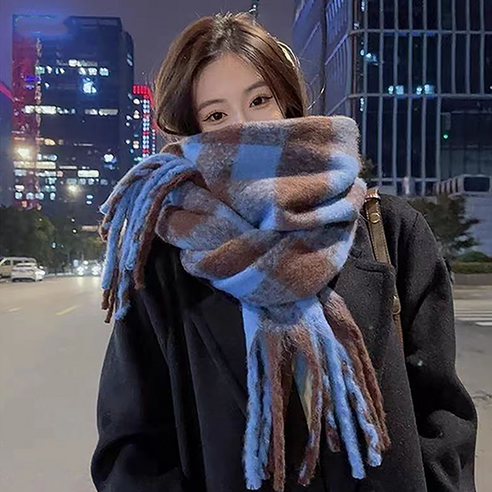 레드에셋 여성 겨울 목도리 체크 머플러 - 머플러/스카프/숄 | 쿠팡