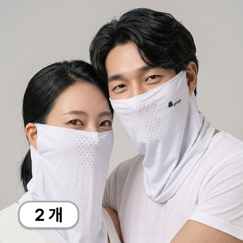 매버스 자외선차단 쿨 스포츠 마스크 얼굴가리개 1+1, 1세트, 화이트+화이트