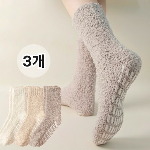오뜨무드 니트삭스 3SET 두툼한 산호양털 수면양말 미끄럼방지 겨울 보온양말