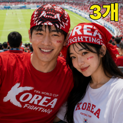 붉은악마 응원 두건 월드컵 반다나 스포츠 패션 손수건, 3개, 악마