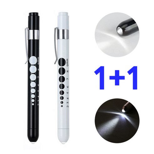 동공펜 LED 라이트펜 2p 모음 간호사 군인 군대 훈련소 불빛 볼펜 후레쉬 펜 네오널스, 2개, 블랙_화이트 모음