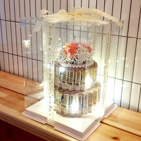 셀비아 용돈케이크 돈케이크 용돈이벤트 생신 생일 기념일 부모님 선물, 1개, 핑크