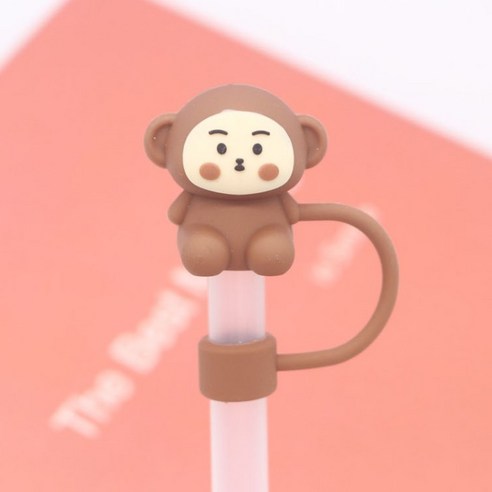 위생과 편리함을 동시에 제공하는 다양한 디자인의 데일리 빨대 커버, 1개, 08.원숭이