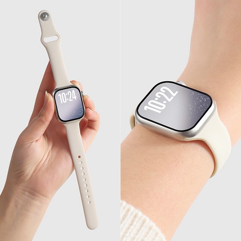 밴드톡 애플워치 호환 슬림 스포츠 실리콘 스트랩 11 10 9 8 7 6 5 3 42mm 41mm 40mm 38mm 49mm 46mm 45mm 44mm 울트라2/3 SE2/3 밴드, 스타라이트