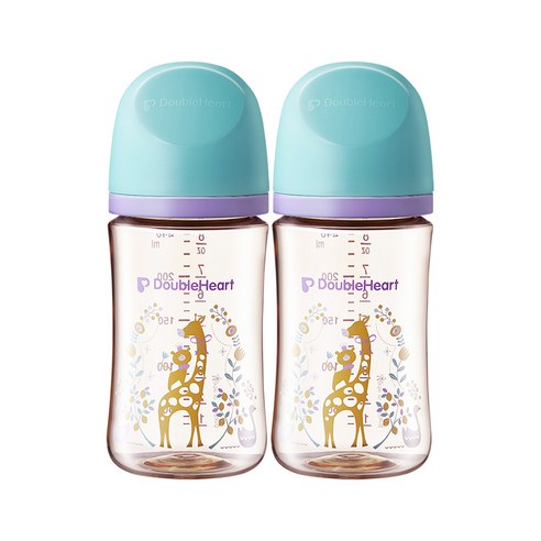 더블하트 모유실감 3세대 PPSU 디어프렌즈 젖병 트윈팩(젖꼭지미포함), 블루밍가든, 240ml, 1세트