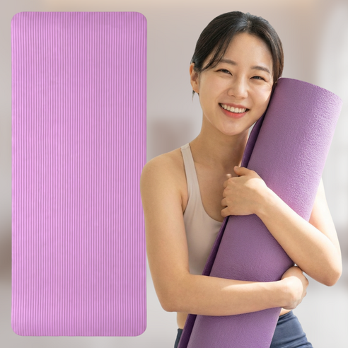운동나라 넓은 요가매트 헬스 홈트 스트랩 전용가방 포함, 1개, 라일락퍼플