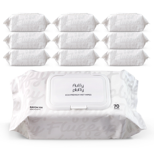 플러피플러피 생분해 프리미엄 엠보싱 유아물티슈 캡형 10팩 70매, 70개입, 10개