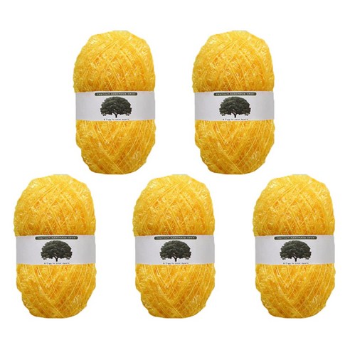 [총중량 450g/대량번들/90g*5EA]실감는삼촌 수세미실 묶음판매 90g 코바늘수세미뜨기, 30.진노랑, 5개