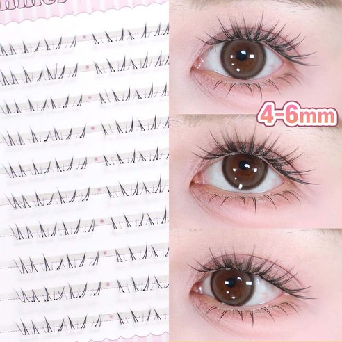 빈메이 노글루 언더속눈썹 4-6mm 자연스로운 포인트형 언더래쉬 풀 필요없음 투명라인 80모, 1개