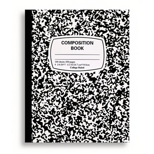 YT 미국식공책 B5 NOTEBOOK 아메리칸 스타일 마블 스노우 플라워 공책 200장 두꺼운 대용량, 1개, 블랙