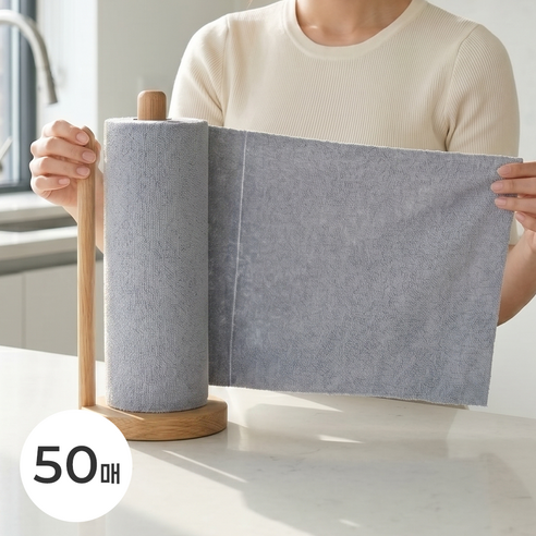 대용량 극세사 빨아쓰는 행주 롤타올 재사용 가능 다용도 키친타올 30cm 50매, 1개
