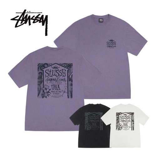 스투시 반팔 비치하우스 티 STUSSY BEACH HOUSE TEE 피그먼트 티셔츠