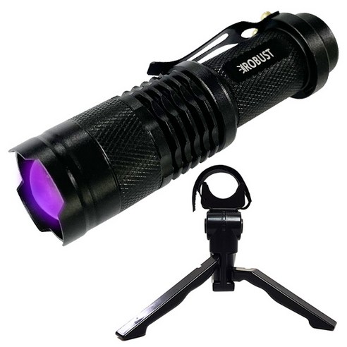 로버스트 UV LED 줌기능 탑재 UV램프 + 삼각대 젤네일 램프 레진 경화 UV펜 일자형램프 자외선 블랙라이트 형광물질 UV후레쉬, 1개, 블랙