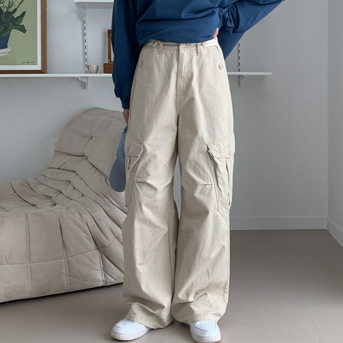 [OOTJ정품/유사품주의] 런지 힙 Y2K 카고 면 와이드 팬츠
