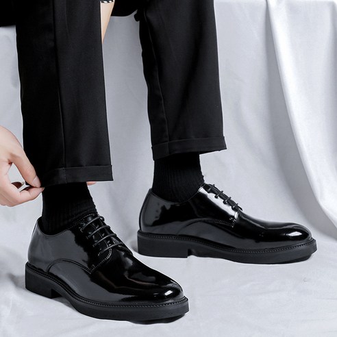 남성용 영국식 비즈니스 정장 더비화 블랙 소프트 가죽 캐주얼 신발