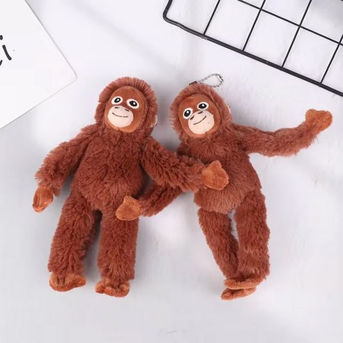허니잼 원숭이 오랑우탄 인형 키링 오랑이 커플템 백참, 2개, 브라운, 18cm