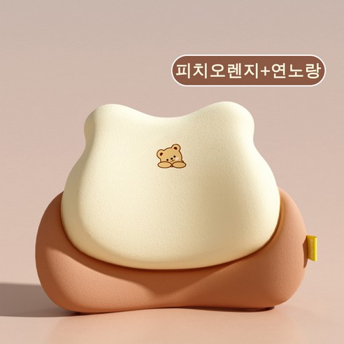 루무 허리 경추 쿠션 차량/일상 겸용 메모리폼 허리쿠션 목쿠션 (단품 및 세트 선택), 1개, 피치오렌지 연노랑 허리쿠션 단품