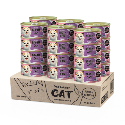 펫레터 촉촉육즙 고양이 최애 습식캔, 85g, 24개, 참치&오메가3