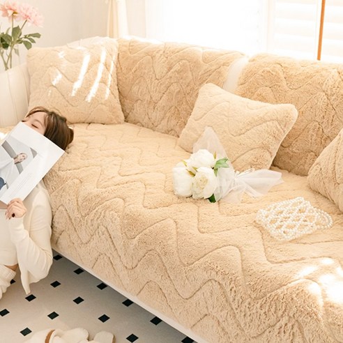 코팅블루 포근하고 따뜻한 털안빠지는 밍크 논슬립 쇼파패드 4인용확장형{90x240cm), 4인용확장형{90x240cm), 베이지, 베이지 섬네일