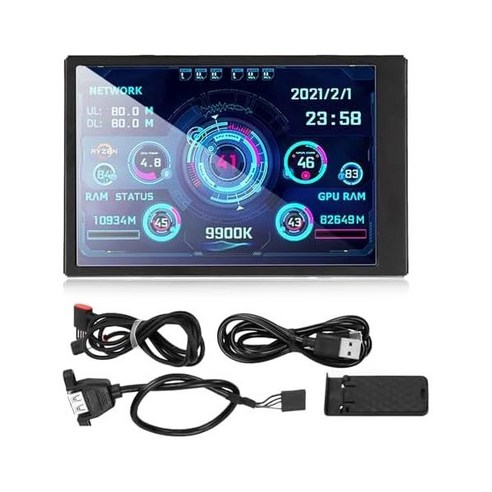 휴대용 모니터 3.5인치 USB 미니 스크린 CPU 하드웨어 온도 타입 C 서브 컴퓨터 케이스용 PC 표시 화면 네트워크 277444, 휴대용 모니터 3.5인치 USB 미니 스크린 CPU 하