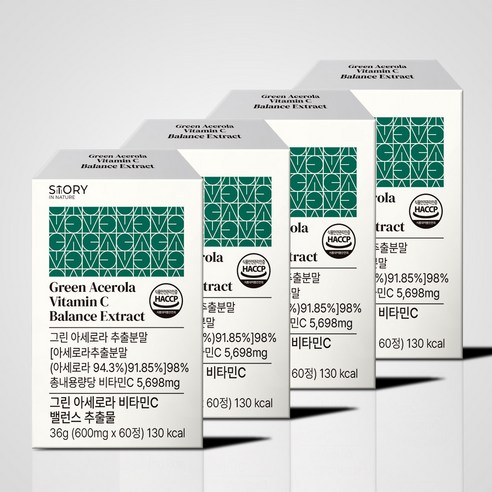 그린 아세로라 천연비타민C 밸런스 분말 추출물, 60정, 4개 - 비타민C | 쿠팡
