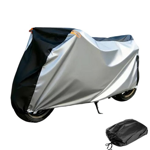 오토바이 방수 커버 자외선 햇빛 차단 방진 덮개, 실버+블랙