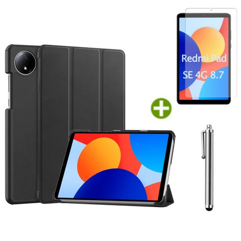케이스나라 샤오미 레드미 패드 SE 8.7인치 호환 케이스 북커버 XiaoMi Redmi Pad SE 8.7, 블랙, 1개