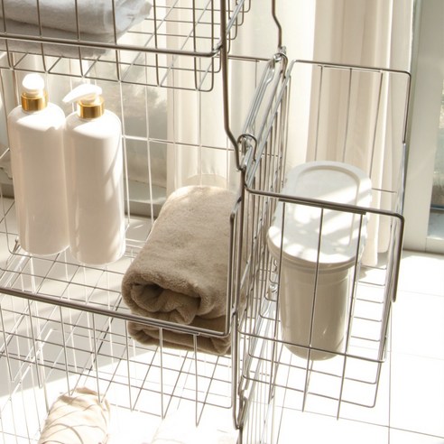 사소한 빨래 불편함, 이제 이동식 2단 스테인리스 바구니로 해결하세요.