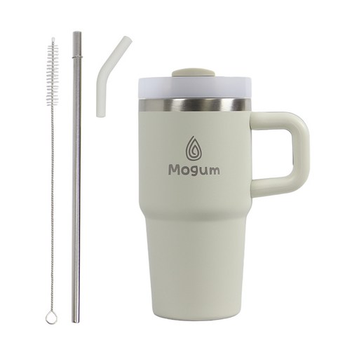 모굼 보온 보냉 대용량 손잡이 스텐 텀블러, 1개, 600ml, 샌드