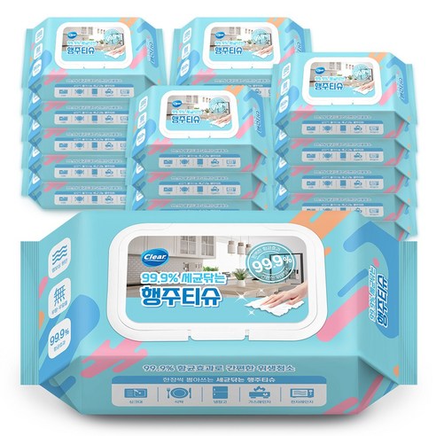 클리어 세균닦는 행주티슈 70매 x 20팩 70개입, 20개 솔직 후기 | 실사용자 리뷰 분석 - 상품 이미지 1