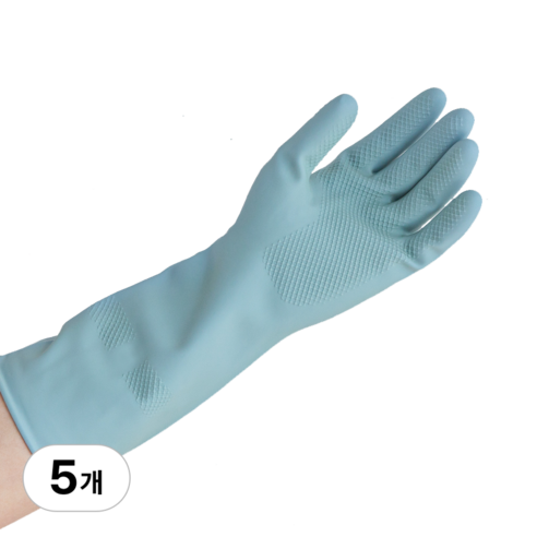 백화상점 천연 라텍스 고무장갑, 파스텔블루, 대(L), 5개