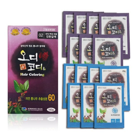 오디코디앤 헤어 컬러링 염색약, 02 진한갈색, 1개