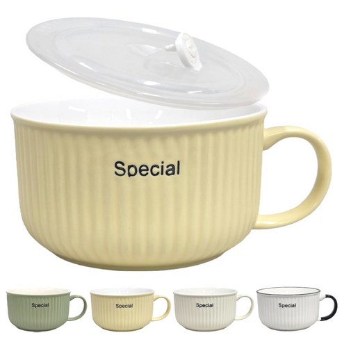유비토 전자레인지 라면 그릇 손잡이 계란찜 1000ml, 1개, 옐로우