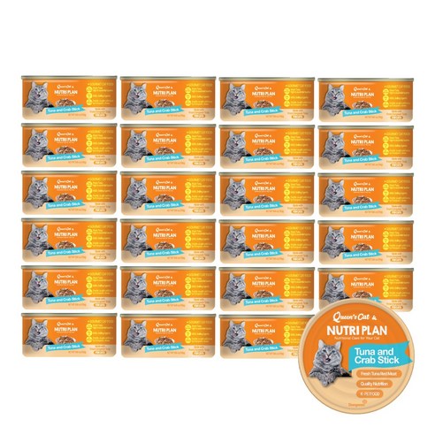동원 퀸즈캣 뉴트리플랜 고양이 습식캔, 24개, 160g, 참치와 게맛살