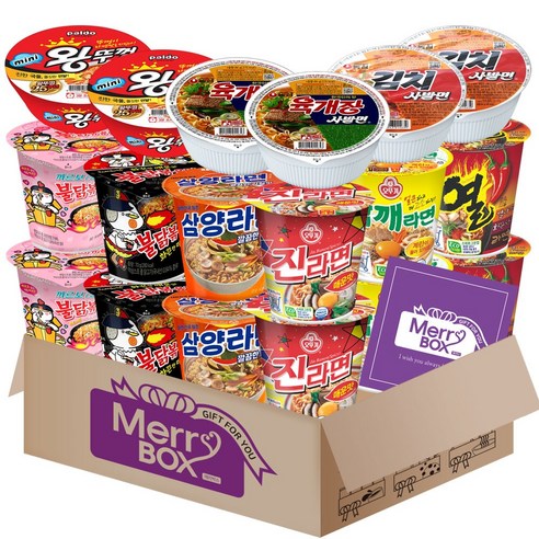 소컵라면18개세트 19호(삼양x2+불닭볶음면x2+까르보불닭볶음면x2+진라면 매운맛x2+열x2+참깨x2+미니왕뚜껑x2+육개장사발면x2+김치사발면x2)+메세지카드