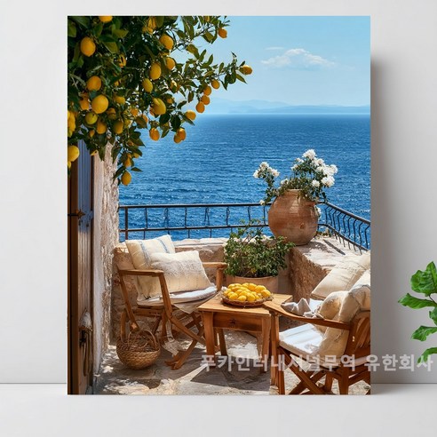 티레오 액자 캔버스형 보석십자수 DIY 키트 40X50cm 사무실 활력 기운 돈 들어오는 행운을 풍수 인테리어 선물용 PK-5707, 1개, PK0738-해변휴가