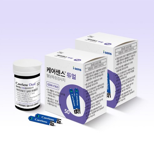 케어센스 듀얼 혈당측정검사지 100매, 2개, 50개입