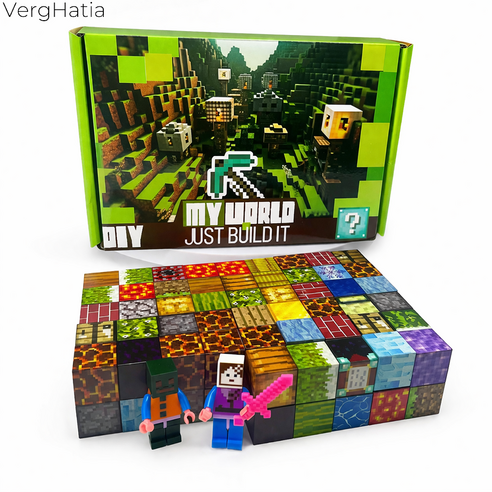 VergHatia 자석 블럭 세트 120 개/100 개 픽셀 큐브 자석 블록 장난감 크래프트, Colorful, 100개