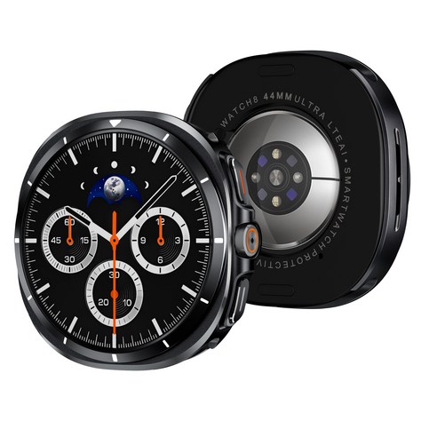 FALANDO 갤럭시워치8 울트라 변환 아연합금 풀커버 보호 케이스 호환 40/44mm, 블랙 화이트