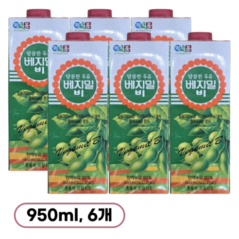 달콤한 B(비) 두유 950mlx6팩, 950ml, 6개 - 두유