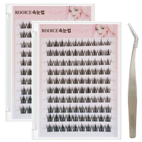 ROOICE 풀 필요없는 3D인조 속눈썹 대용량 노글루 인조 속눈썹 10mm-12mm 2P세트, 2개, 블랙