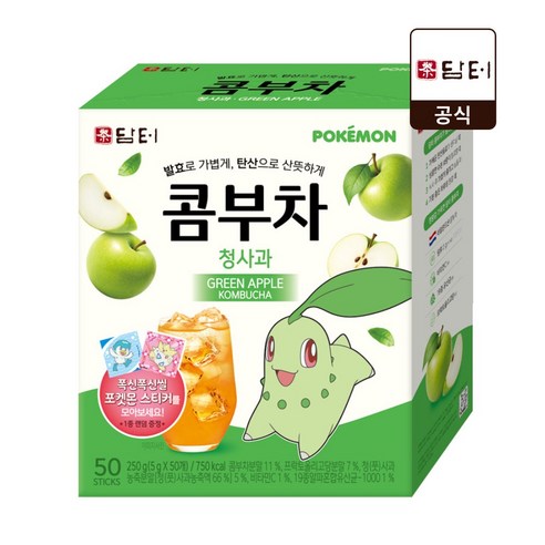 담터 포켓몬 콤부차 청사과맛, 1개, 50개입, 5g