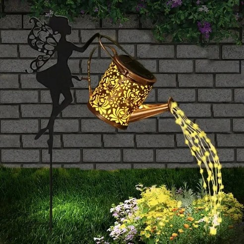 사는잼 LED 태양광 팅커벨 흐르는 물조리개 방수 야외 정원등 실외 조명