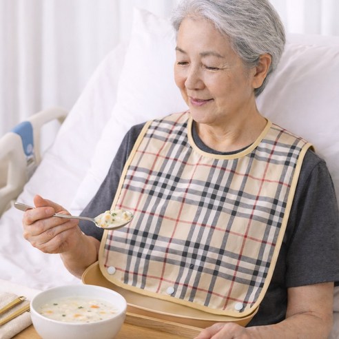고급 어르신 노인 환자 방수 턱받이 요양원 요양병원 환자용 성인용 앞치마, 네이비(청색)_소(Small), 1개