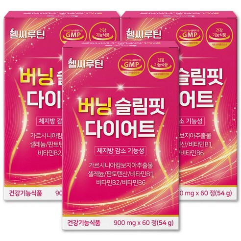 헬씨루틴 버닝 다이어트 탄수화물 컷팅 복부 내장 체지방 감소 보조제, 3개, 60정