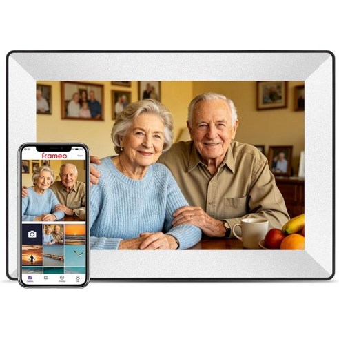 Uhale 10.1인치 디지털 액자 1280x800 HD IPS 터치스크린 Wi Fi 16GB 저장공간 SD 카드 슬롯 자동 회전 슬라이드쇼 앱을 통한 원격 전송 234811, Off White