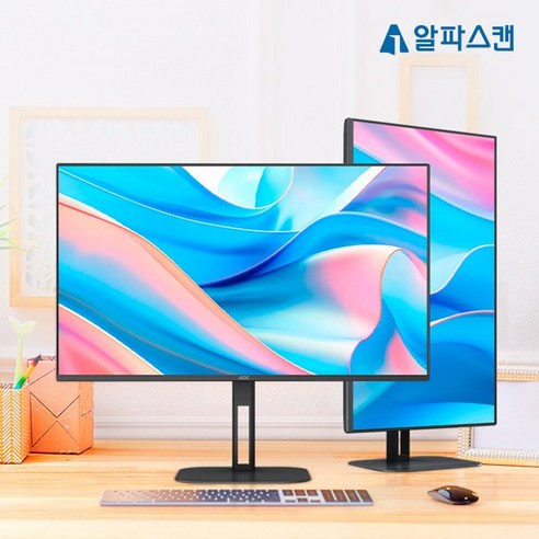 알파스캔 FHD AOC 24V IPS 4면 보더리스 높낮이 무결점 모니터, 60.5cm